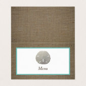 Sand Dollar & Burlap Menü Auswahlkarte (Außenseite Aufgefaltet)