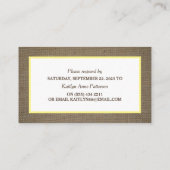 Sand Dollar & Burlap RSVP-Karte Visitenkarte (Rückseite)