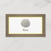 Sand Dollar & Burlap RSVP-Karte Visitenkarte (Vorderseite)