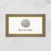 Sand Dollar & Burlap Save the Date Card Visitenkarte (Vorderseite)