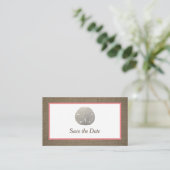 Sand Dollar & Burlap Save the Date Card Visitenkarte (Stehend Vorderseite)