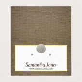 Sand Dollar & Burlap Schmuckkarte Visitenkarten (Außenseite Aufgefaltet)