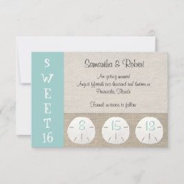 Sand Dollar & Burlap Sweet 16 Einladung