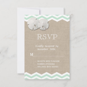 Sand Dollar & Chevron RSVP Karte