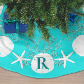Sand Dollar Christmas Aqua Blue Monogram Polyester Weihnachtsbaumdecke