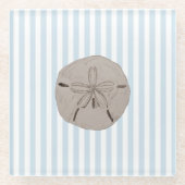 Sand Dollar Coastal Painting Nautical Stripe  Glasuntersetzer (Vorderseite)