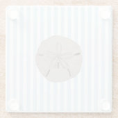 Sand Dollar Coastal Painting Nautical Stripe  Glasuntersetzer (Rückseite)