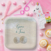 Sand Dollar Edge of Sea Wedding Pappteller (Party)