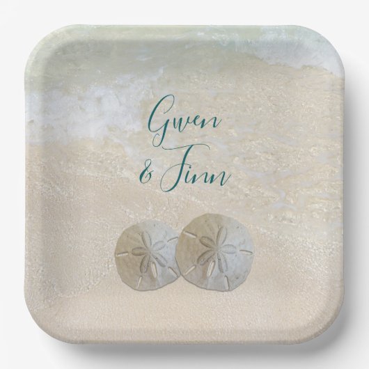 Sand Dollar Edge of Sea Wedding Pappteller (Vorderseite)