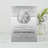 Sand-Dollar-Einladung zur Beach-Engagement-Partei Einladung (Stehend Vorderseite)