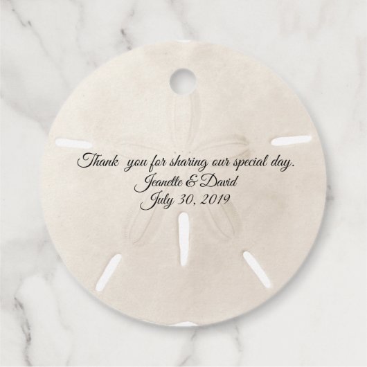 Sand-Dollar-Gastgeschenk Hochzeit Geschenkanhänger (Rückseite)