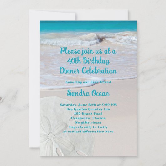 Sand Dollar Geburtstagsparty Einladung (Vorderseite)