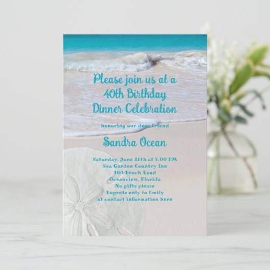 Sand Dollar Geburtstagsparty Einladung (Stehend Vorderseite)