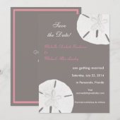 Sand Dollar Grau Pink Save the Date (Vorne/Hinten)