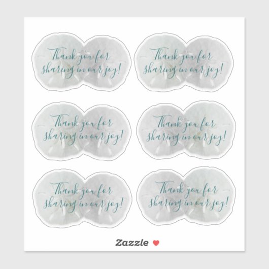 Sand Dollar Hochzeit Danke, dass du Sticker geform (Blatt)