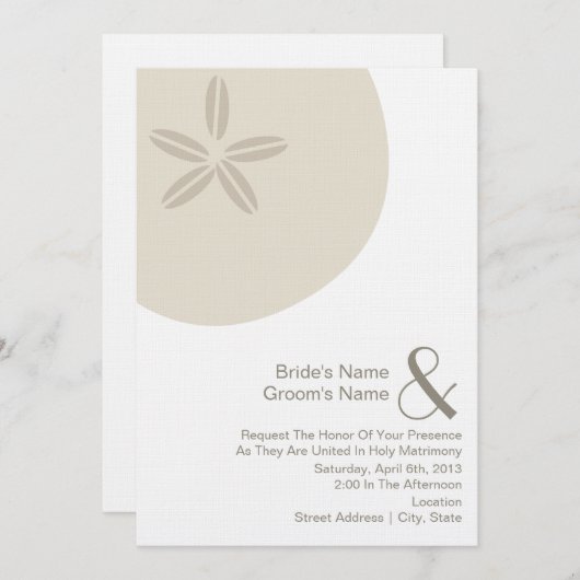Sand-Dollar-Hochzeit fordern von der Braut u. vom Einladung (Vorne/Hinten)