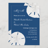 Sand Dollar Hochzeit Monaco Blauer Hochzeitsfeier Einladung (Vorne/Hinten)