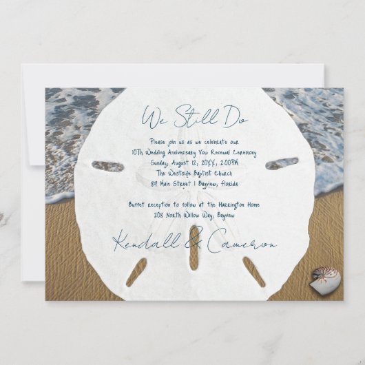 Sand Dollar Hochzeit zum Jahrestag der Einladung (Vorderseite)