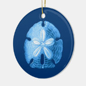 Sand Dollar in Shades von Indigo Blue Keramik Ornament (Links)