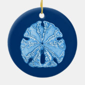 Sand Dollar in Shades von Indigo Blue Keramik Ornament (Hinten)