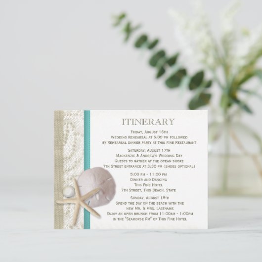 Sand Dollar Lace and Pearl Einladung (Stehend Vorderseite)