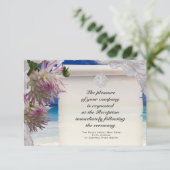 Sand Dollar & Lace Tropical Empfang Card Begleitkarte (Stehend Vorderseite)