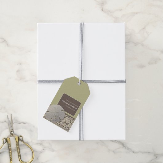 Sand dollar Lace, Vintag Beach Wedding Gefallen Geschenkanhänger (Mit Garn)