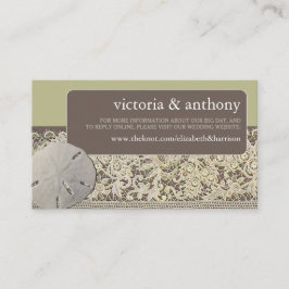 Sand dollar Lace, Vintag Beach Wedding Website Begleitkarte