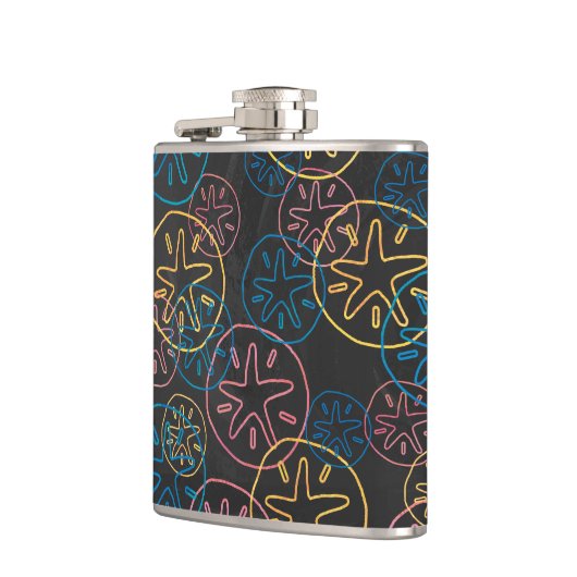 Sand Dollar Lines Red Yellow Blue Flachmann (Links)