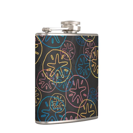 Sand Dollar Lines Red Yellow Blue Flachmann (Rechts)