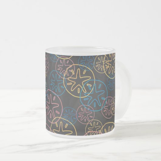 Sand Dollar Lines Red Yellow Blue Mattglastasse (VorderseiteRechts)