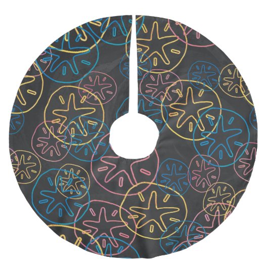 Sand Dollar Lines Red Yellow Blue Polyester Weihnachtsbaumdecke (Vorderseite)