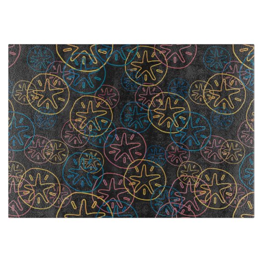 Sand Dollar Lines Red Yellow Blue Schneidebrett (Vorderseite)