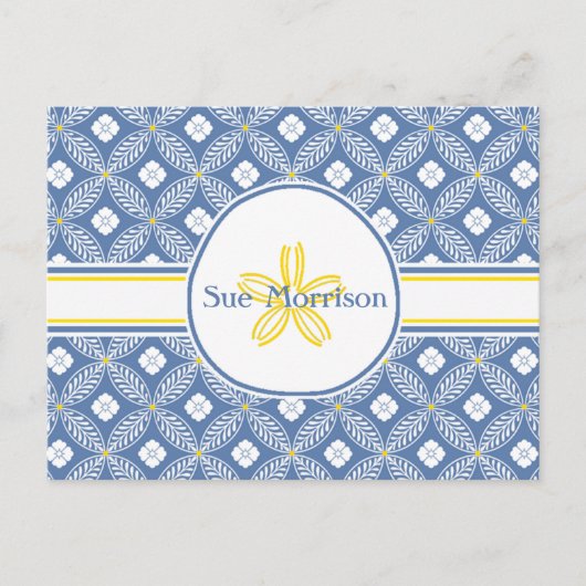 Sand Dollar mit Blauer und Weiße Blume und individ Postkarte (Vorderseite)