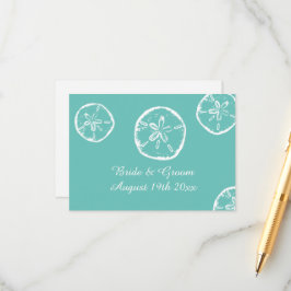 Sand-Dollar-Muschel aquamarine und weiße Hochzeit  Begleitkarte