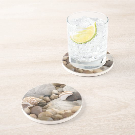 Sand-Dollar-Muscheln und Kiesel Sandstein Untersetzer (Seite)