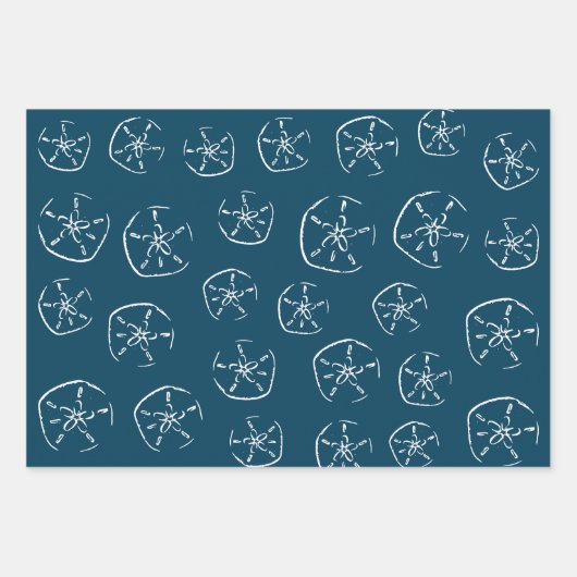 Sand-Dollar-Muster Zeichnend Ocean Blue Geschenkpapier Set (Vorderseite 2)