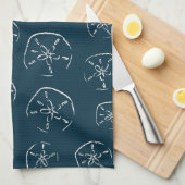 Sand-Dollar-Muster Zeichnend Ocean Blue Geschirrtuch (Viertel Falte)