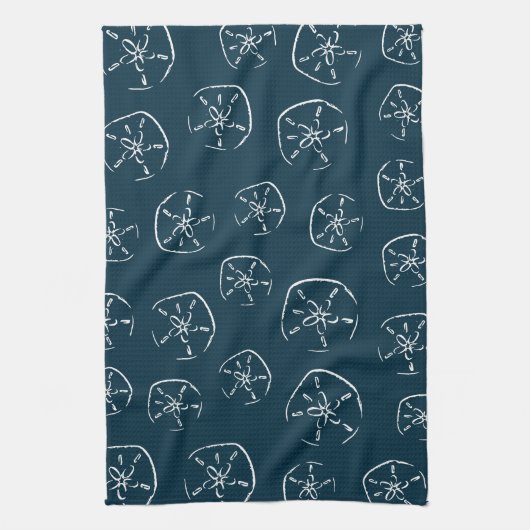 Sand-Dollar-Muster Zeichnend Ocean Blue Geschirrtuch (Vertikal)