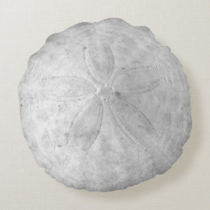 Sand Dollar Nautic Coastal Round Pillow Rundes Kissen