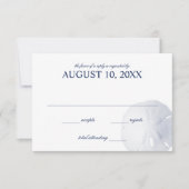 Sand Dollar Navy Blue Wedding RSVP (Vorderseite)