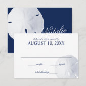Sand Dollar Navy Blue Wedding RSVP Karte (Vorne/Hinten)