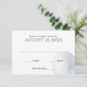 Sand Dollar Navy Blue Wedding RSVP Karte (Stehend Vorderseite)