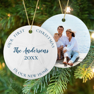 Sand Dollar New Zuhause First Christmas Foto Keramik Ornament