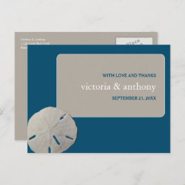 Sand Dollar, Ocean Blue Beach Hochzeit Danke Postkarte