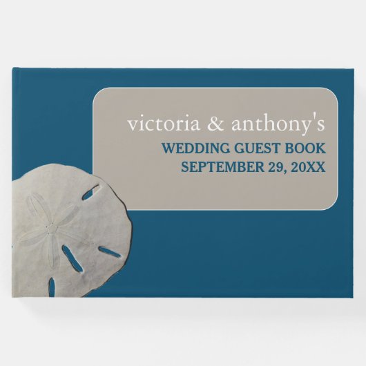 Sand Dollar, Ocean Blue Beach Hochzeit Gästebuch (Vorderseite)