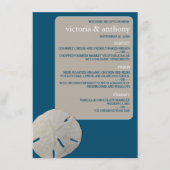 Sand Dollar, Ocean Blue Beach Hochzeit Menükarte (Vorderseite)