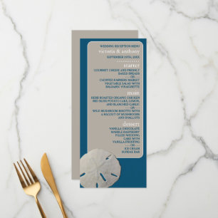 Sand Dollar, Ocean Blue Beach Hochzeit Menükarte