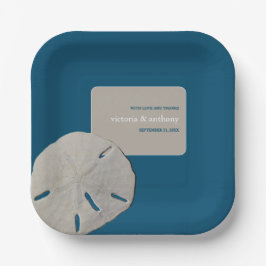 Sand Dollar, Ocean Blue Beach Hochzeit Pappteller