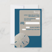 Sand Dollar, Ocean Blue Beach Hochzeit RSVP Karte (Vorderseite)